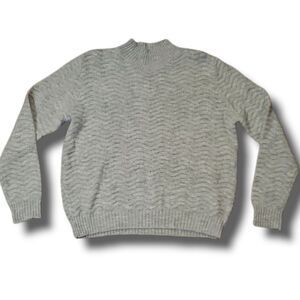 Elodie Womens XL Gray Wavy Textured Mock Neck Knit Sweater CSSR6465 Heather Gray